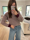 Cozy Lineup Sweater in Burgundy