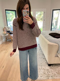 Cozy Lineup Sweater in Burgundy