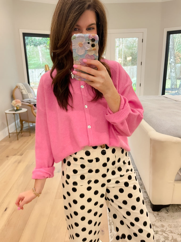 Layer It On Cardigan in Pink