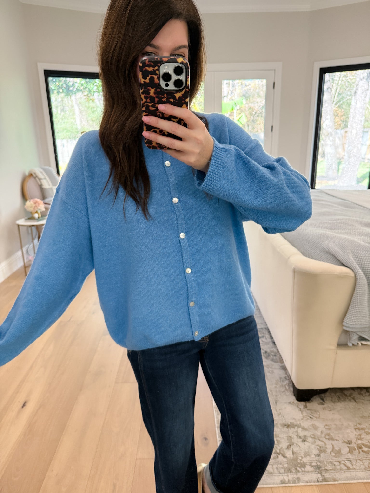 Layer It On Cardigan in Blue