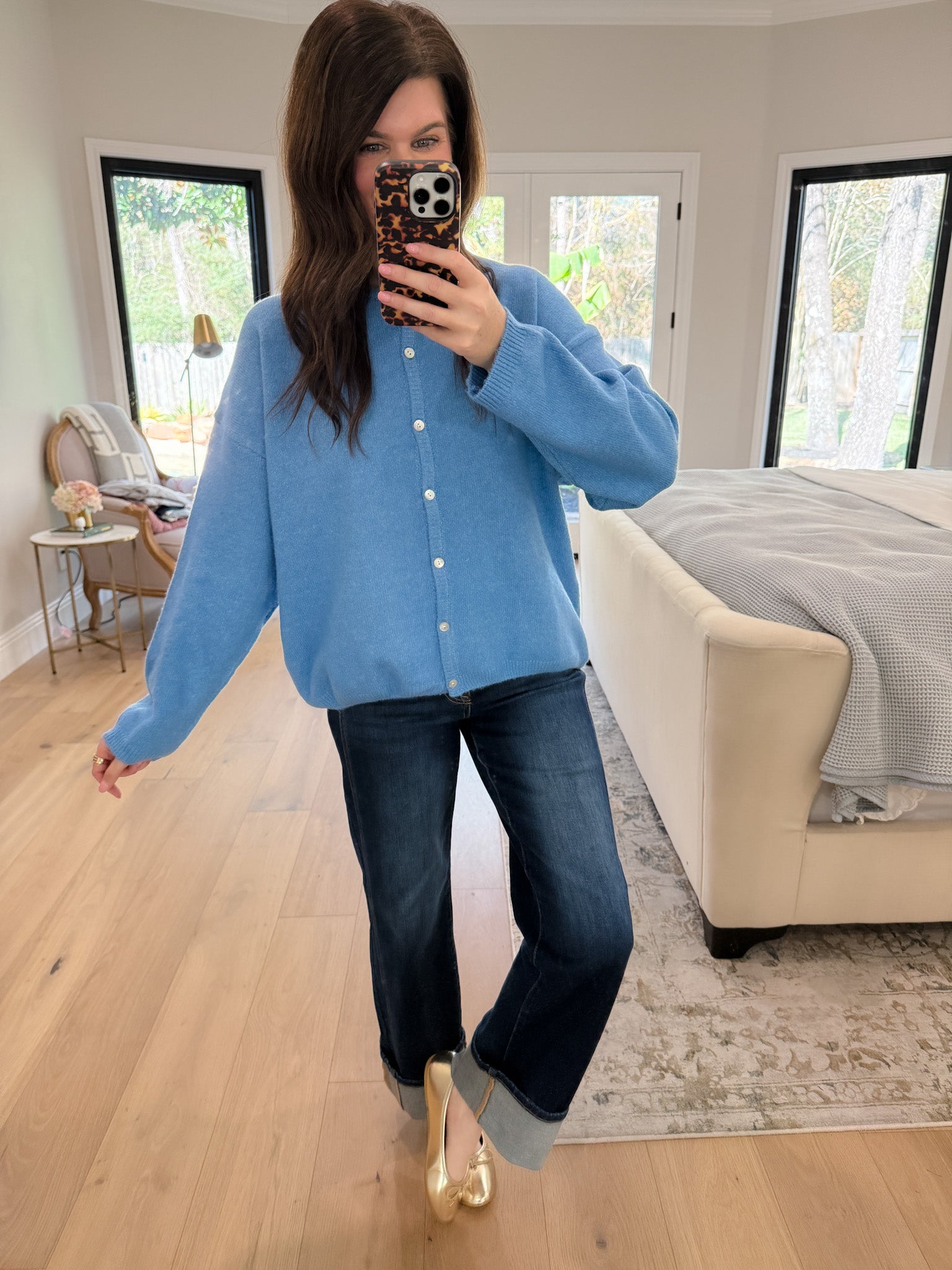 Layer It On Cardigan in Blue
