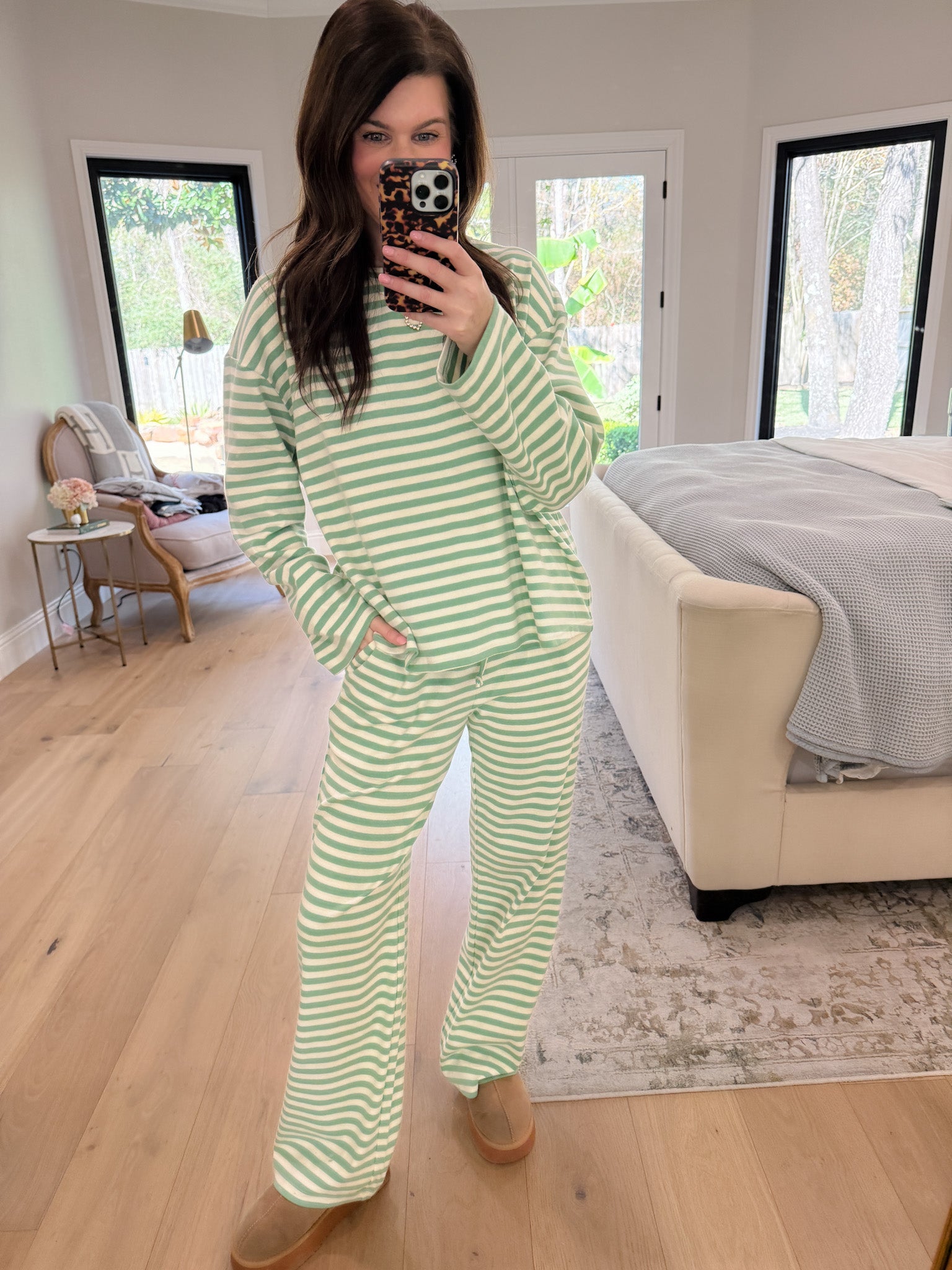 No Rush Needed Set in Green/Ivory