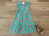 Make it a Date Midi Dress in Emerald/Pink