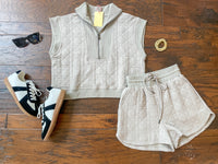 Always Going Quilted Set in Taupe