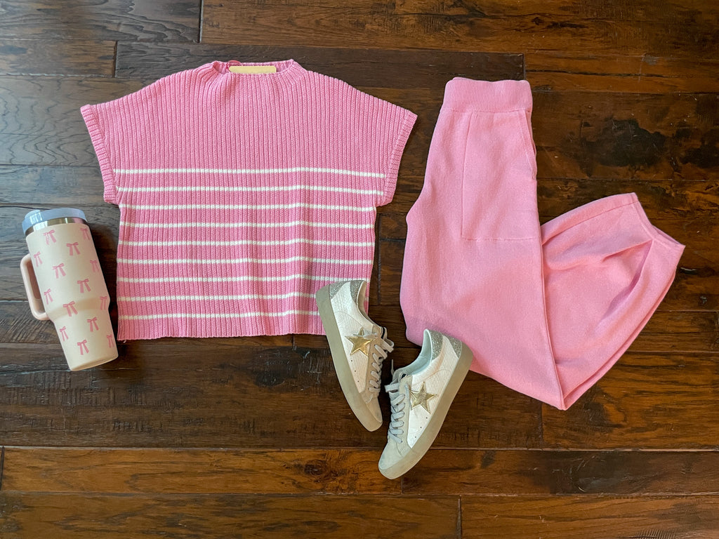 Good to Be Back Striped Sweater in Pink {Part of Set}