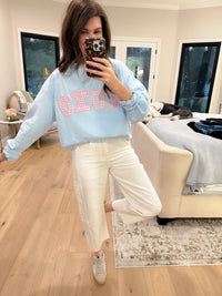 XOXO Gingham Mock Neck Pullover in Blue