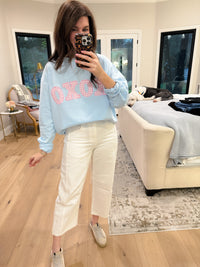 XOXO Gingham Mock Neck Pullover in Blue