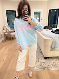 XOXO Gingham Mock Neck Pullover in Blue