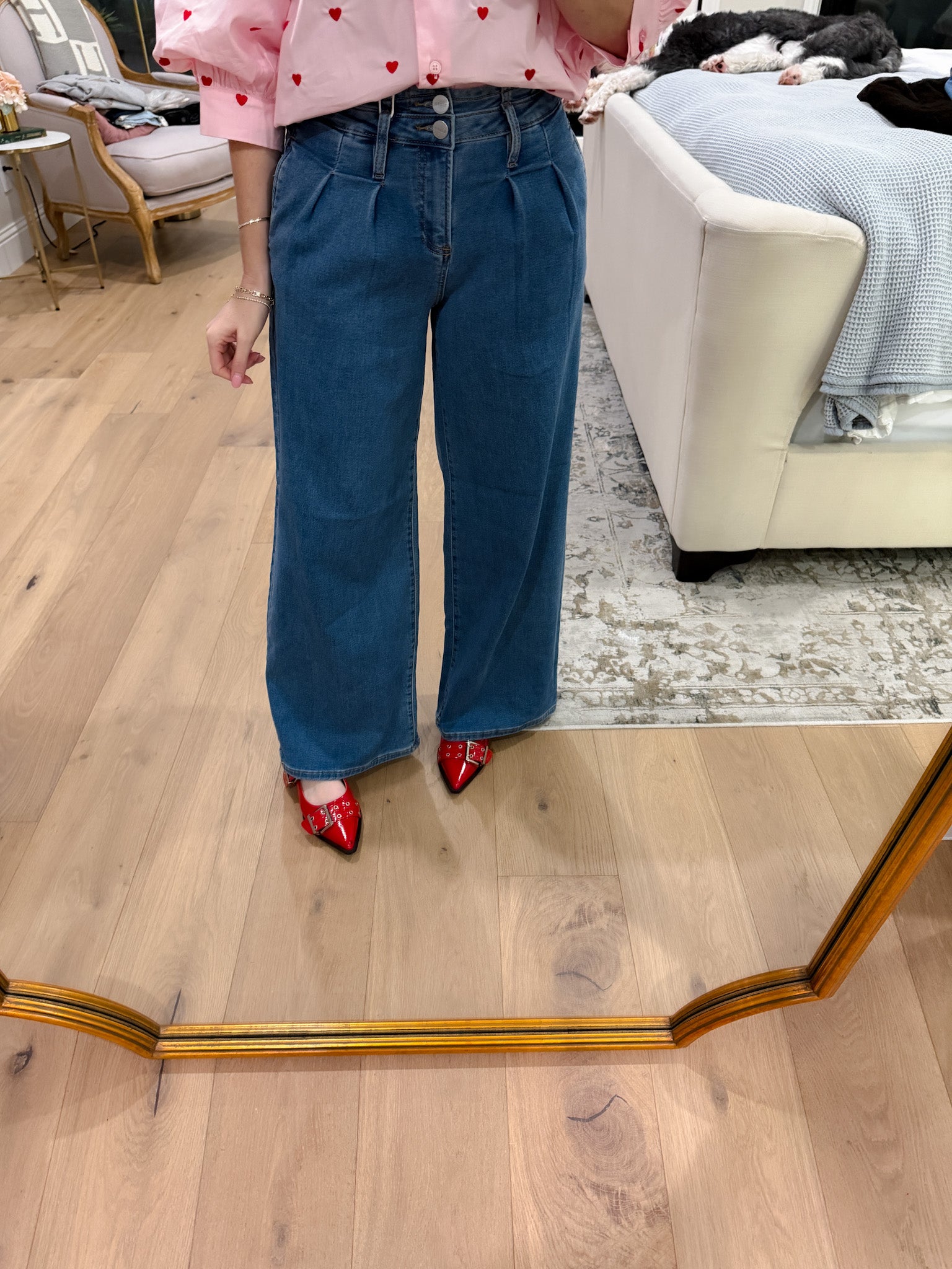 Risen Sutton Slouchy Wide Leg Pleated Jeans