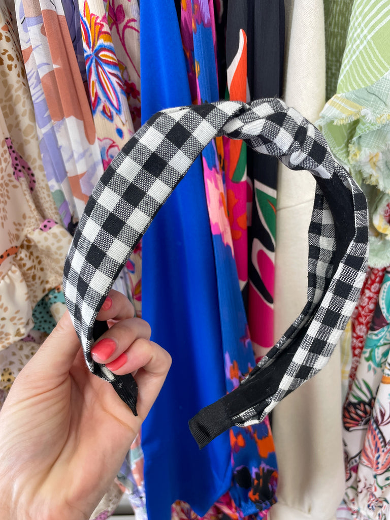Black and White Gingham Headband