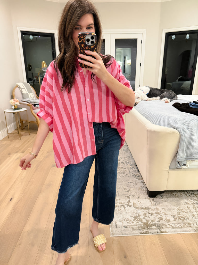 Good Mood Striped Button Down