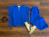 Call My Jet Textured Top in Royal