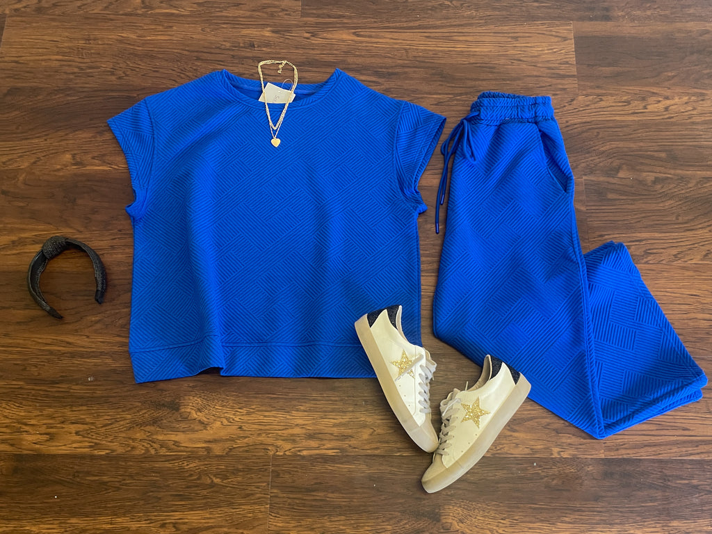 Call My Jet Textured Pants in Royal