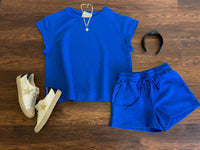 Call My Jet Textured Shorts in Royal