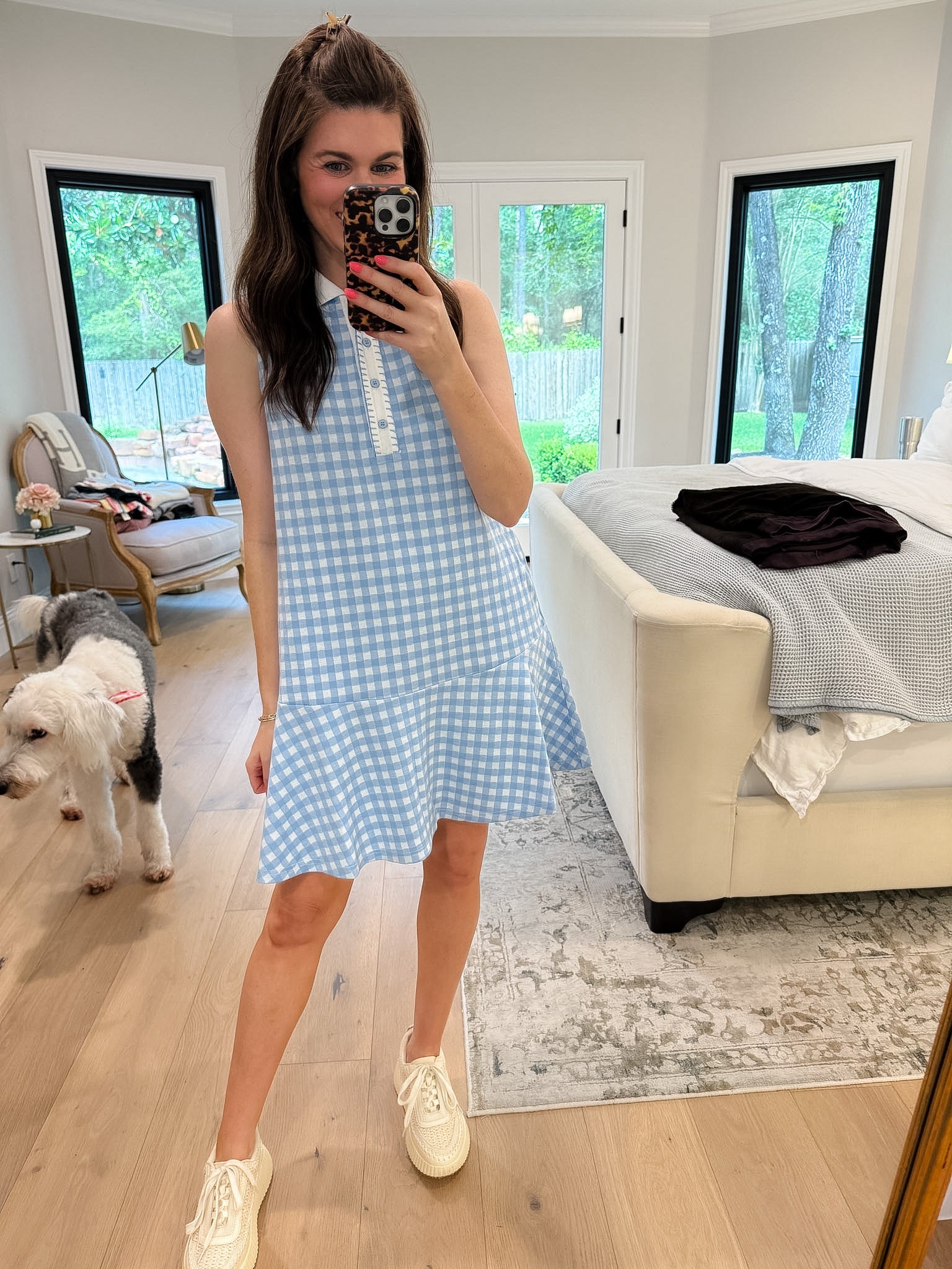 Paddles and Prosecco Gingham Dress in Blue