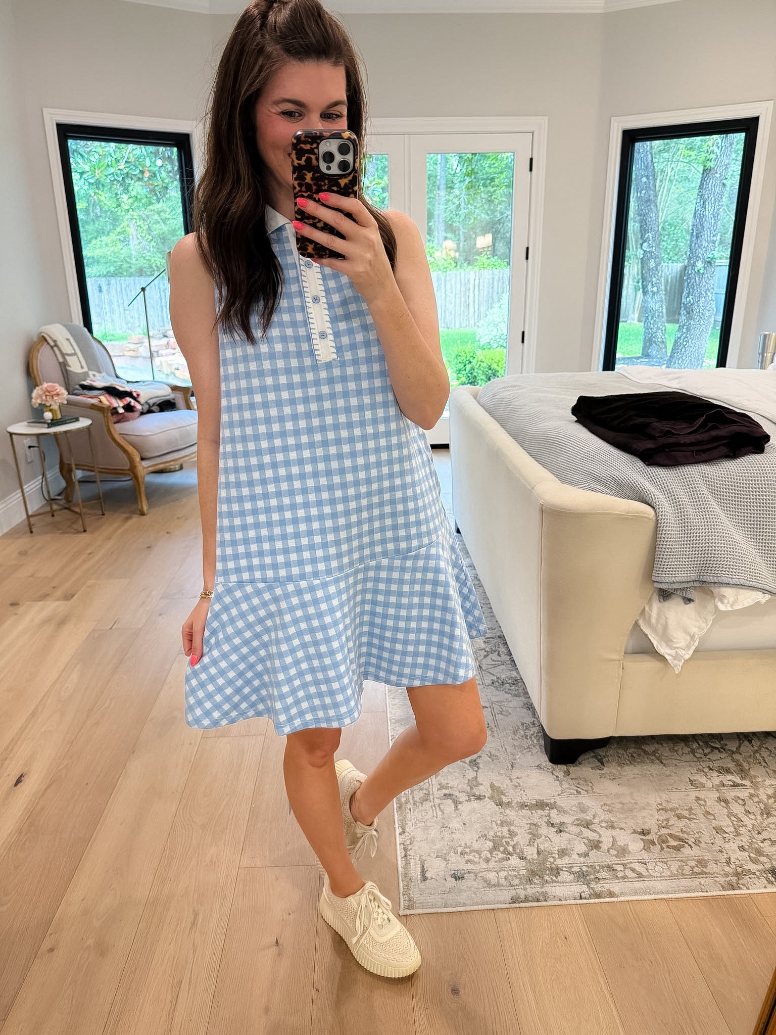 Paddles and Prosecco Gingham Dress in Blue