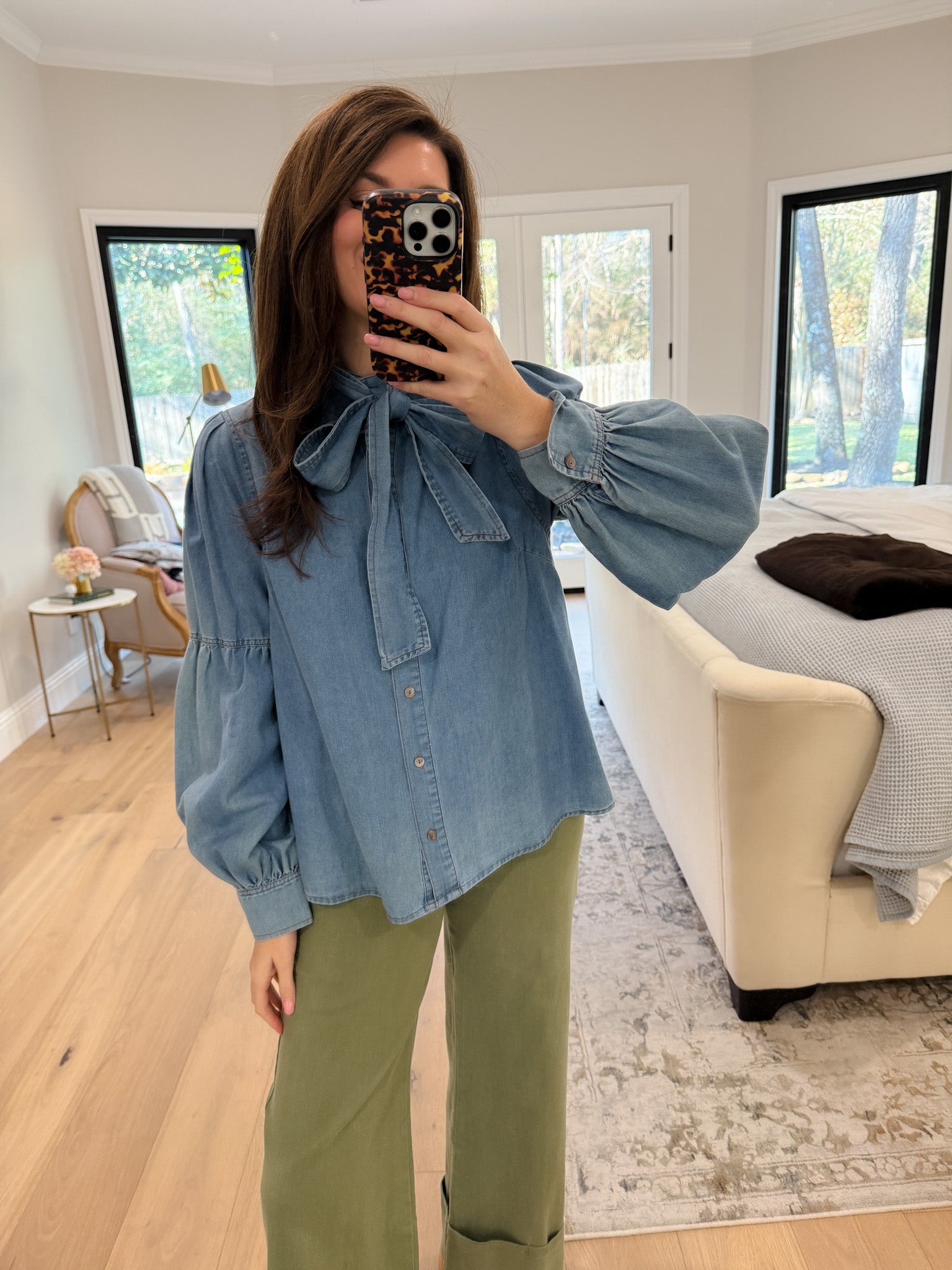 Sweet Intentions Denim Tie Front Top