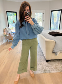 Sweet Intentions Denim Tie Front Top