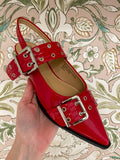 Samantha Slingback Grommet Flats in Red
