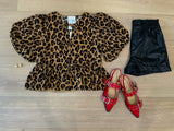 Wild as You Leopard Puff Sleeve Top in Camel