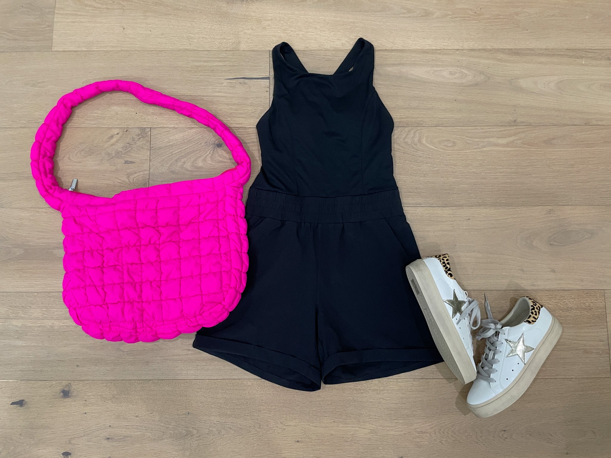 Mono B Keep Up Romper in Black