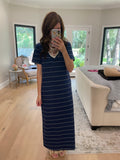 Between the Lines Maxi Dress in Navy/White