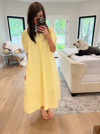 Charleston Charm Gingham Midi Dress in Yellow