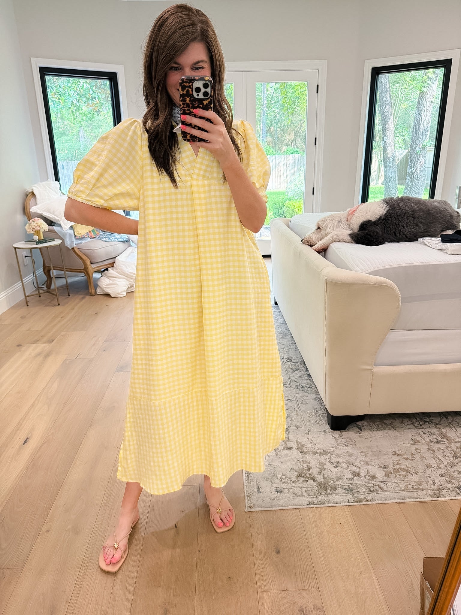 Charleston Charm Gingham Midi Dress in Yellow