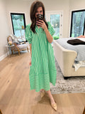 Sunny Side Stripe Midi Dress in Green