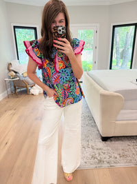 Be So Bold Floral Top in Navy