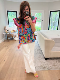 Be So Bold Floral Top in Navy
