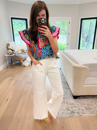 Be So Bold Floral Top in Navy