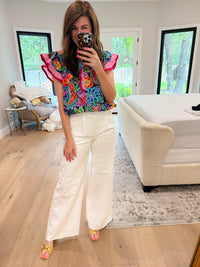 Be So Bold Floral Top in Navy