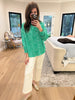 Play It Chic Polka Dot Button Down in Kelly Green