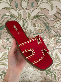 Finity H-Strap Sandals in Red