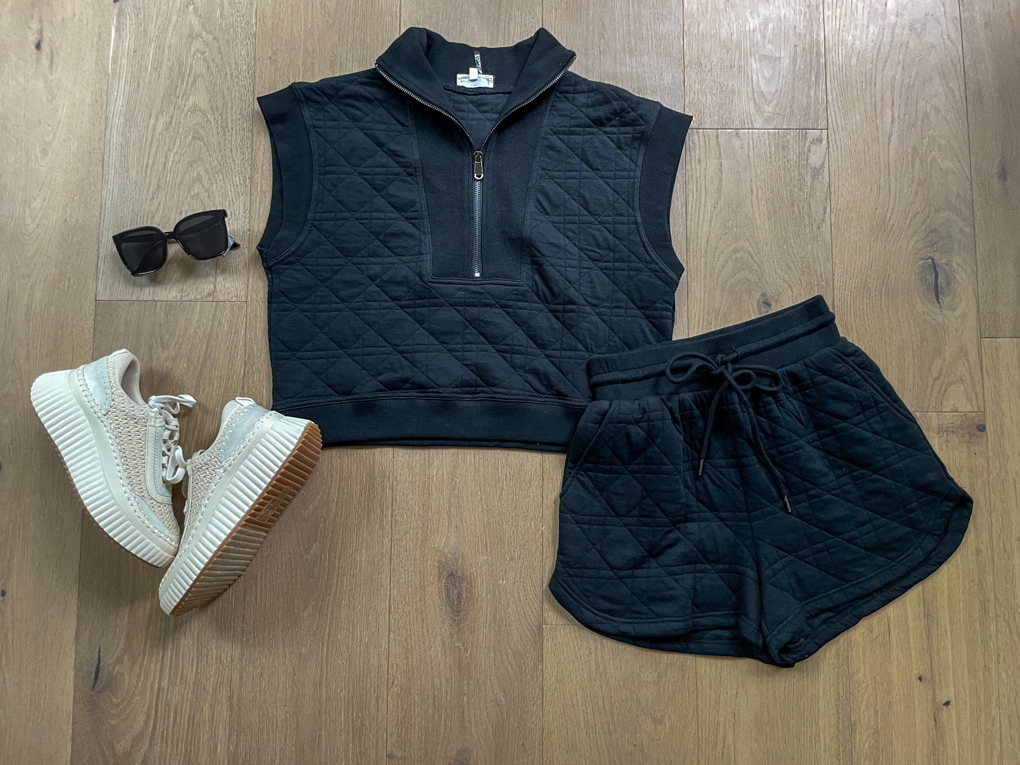 Always Going Quilted Set in Black