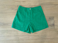High Energy Green Denim Shorts