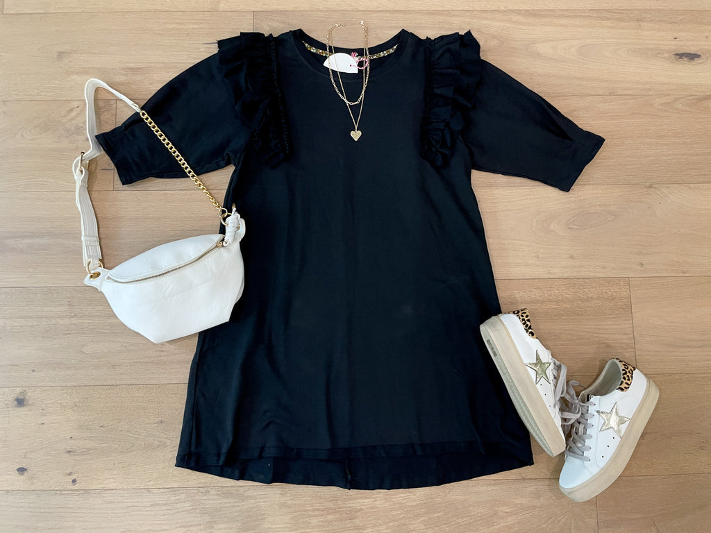 Daily Practice Terry Sweatshirt Dress in Black