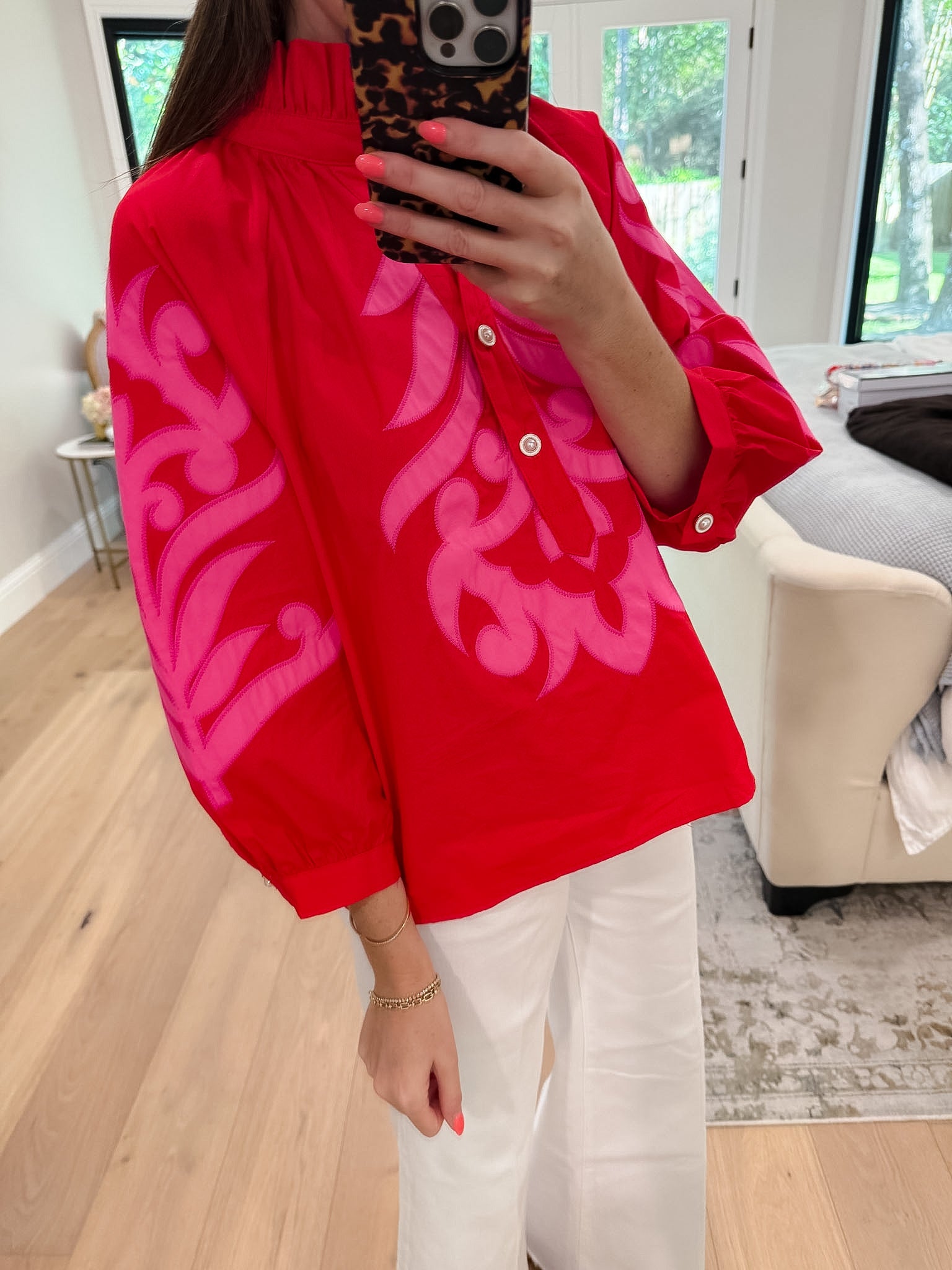 Palm Royale Top in Red/Pink