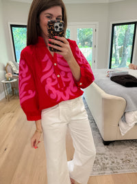 Palm Royale Top in Red/Pink