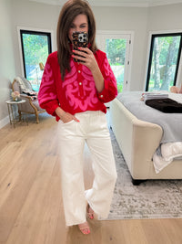 Palm Royale Top in Red/Pink
