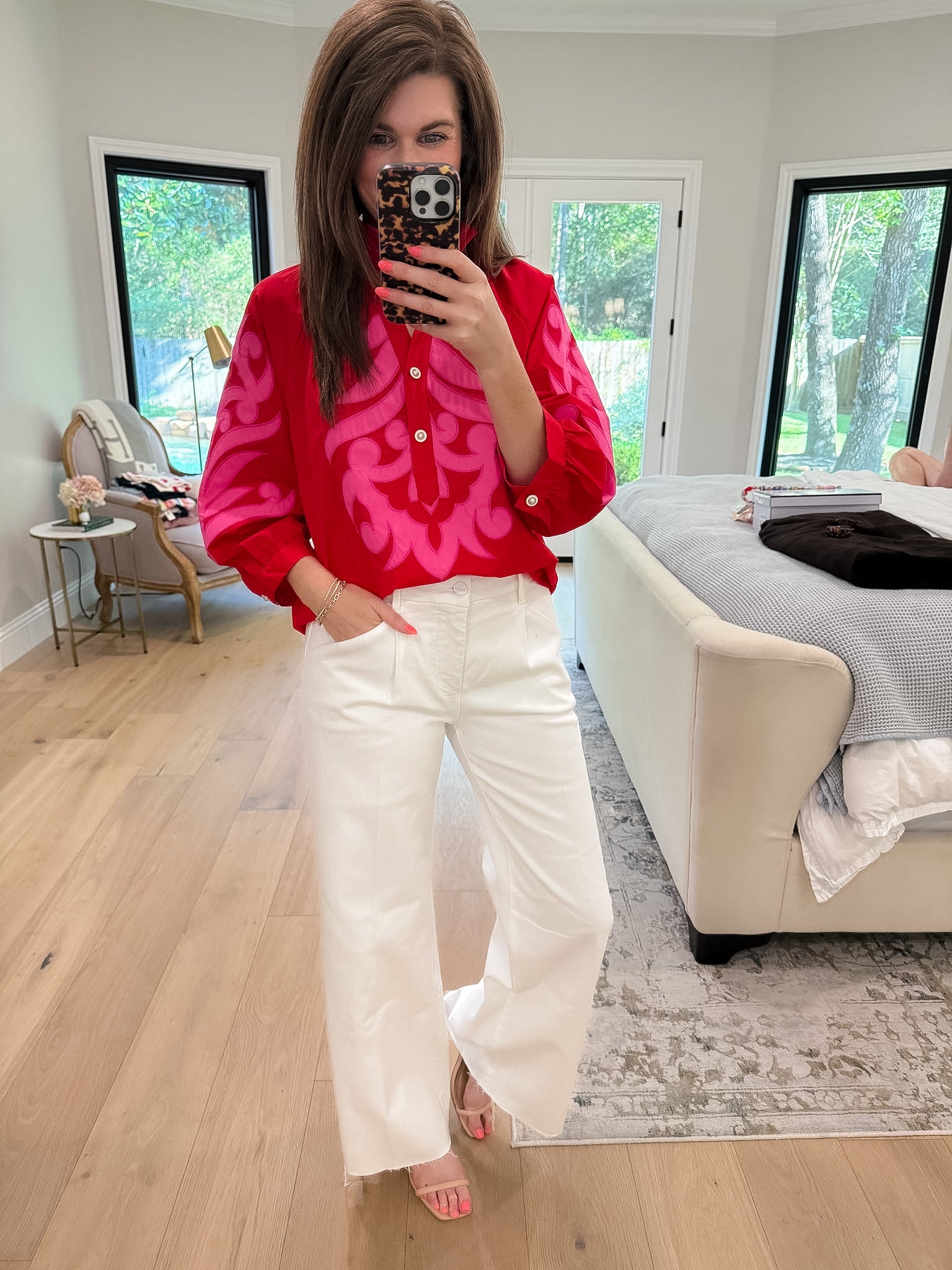Palm Royale Top in Red/Pink