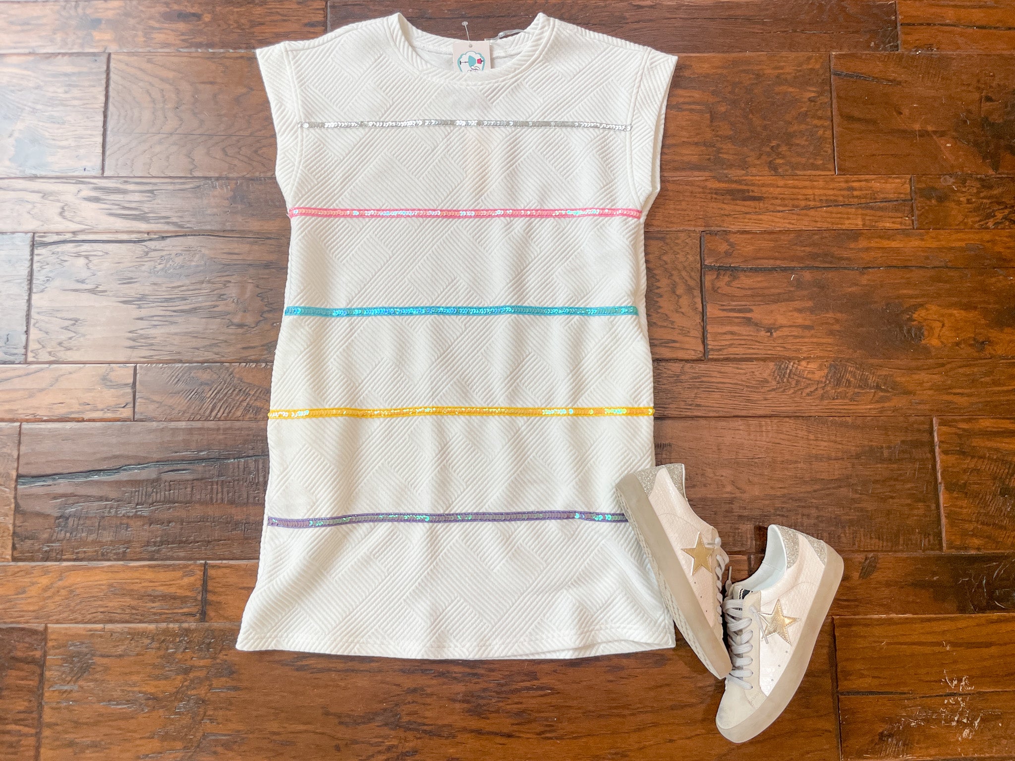 SALE! Keep Things Fun Quilted Dress in White *Final Sale*