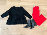 *BELLES & DOORBUSTER* Caprock Peplum Top in Black *FINAL SALE*