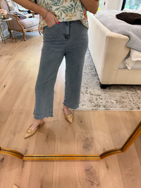 Colette Eyelet Cropped Jeans in Light Denim