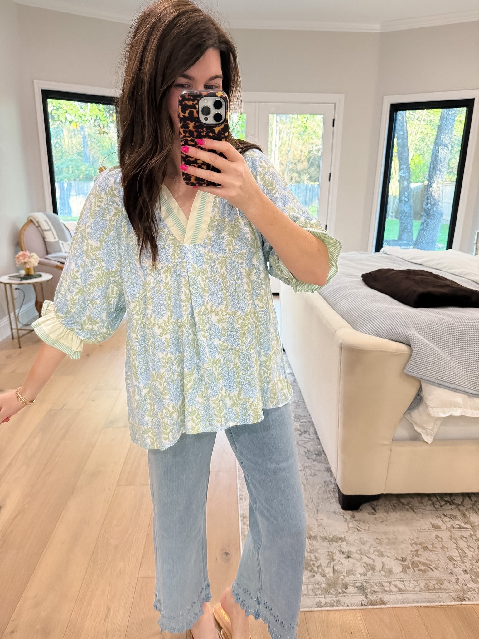 Spring Burst Floral Top in Sky