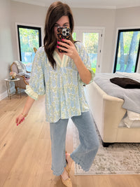 Spring Burst Floral Top in Sky