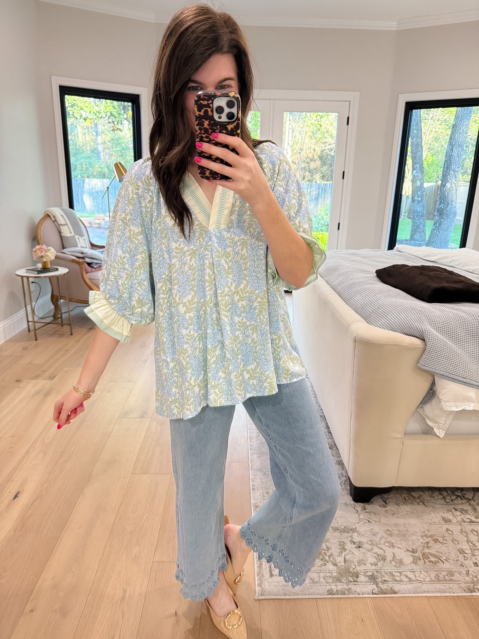 Spring Burst Floral Top in Sky