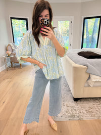 Spring Burst Floral Top in Sky