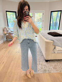 Spring Burst Floral Top in Sky
